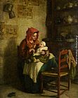 Frere Paintings - Feeding Time by Edouard Frere